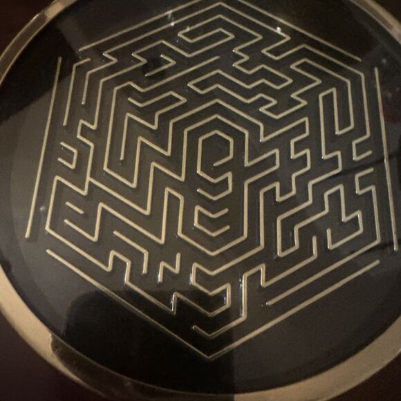 Mid Modern Century Dark Wood Gold Brass Solid Wood Cube Flat Maze Taiwan - Picture 4 of 9